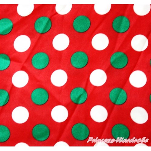1 Yard Red White Green Dots Print Satin Fabrics HG070 