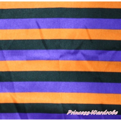 1 Yard Dark Purple Orange Black Striped Print Satin Fabrics HG059 