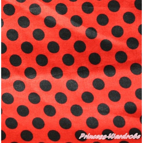 1 Yard Beetle Red Black Dots Print Satin Fabrics HG057 