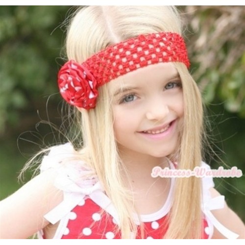 Red Headband with Minnie Polka Dots Rosettes H620 