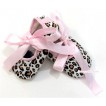 Leopard with Light Pink Ribbon Crib Shoes S504 