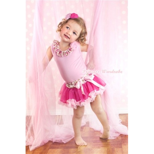 Light Pink Baby Pettitop With Light Pink Rose Fusion Satin Lacing & One Light Pink Rose with Rose Fusion Waist Hot Light Pink Baby Pettiskirt BG057 