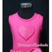 Hot Pink Sweet Heart Print Hot Pink Tank Top with Hot Pink Floral Ruffles Hot Pink Bows TM186 