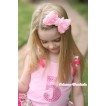 Light Pink Tank Top with 5th Sparkle Light Pink Birthday Number Print with Rose Fusion Ruffles & Hot Pink Bow TP44 