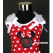 Minnie Dots Tank Top With 6th Birthday Number Minnie Print with White Ruffles & White Bow TP143 
