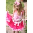 Light Pink Tank Top with 5th Sparkle Light Pink Birthday Number Print with Rose Fusion Ruffles & Hot Pink Bow With Rose Fusion Waist Hot Light Pink Pettiskirt M516 