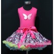 Hot Pink Floral Pettiskirt with Rainbow Butterfly & Hot Pink Floral Ruffles Hot Pink Bow Hot Pink Tank Top MM152 