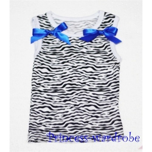 Zebra Print Baby Pettitop & Royal Blue Bow NT39 