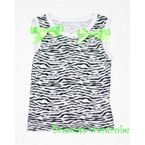 Zebra Print Baby Pettitop & Lime Green Bow NT42 