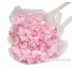 Light Pink Sparkle Crystal Bling Rhinestone Wedding Girl Satin Bridal Bouquet C232 
