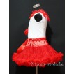 Red Pettiskirt With White Birthday Cake Tank Top with Red Rosettes & Red Ruffles& Bow MC04 