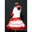 Red White Trim Pettiskirt With White Birthday Cake Tank Top with Red Rosettes &Red Ruffles&Bow  MC07 