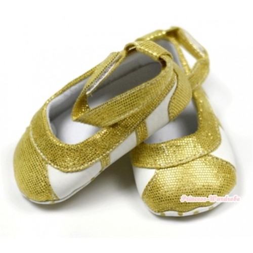 Golden Mix White Striped Crib Shoes S526 