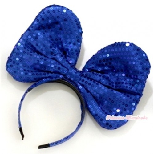 Royal Blue Sparkle Sequin Minnie Headband H625 
