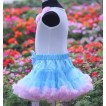 White Tank Tops with Pink Rosettes & Blue Pink Pettiskirt M02 