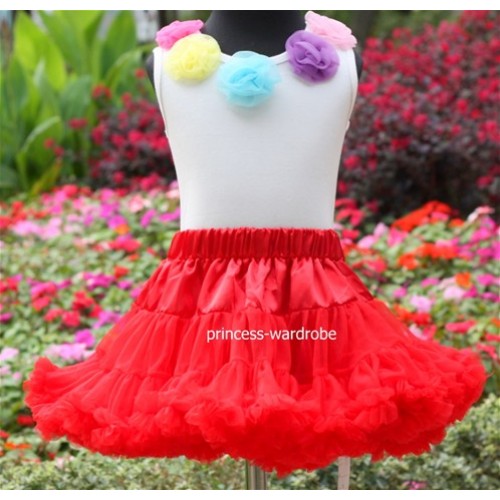 White Tank Tops with Rainbow Rosettes & Red Pettiskirt M130 