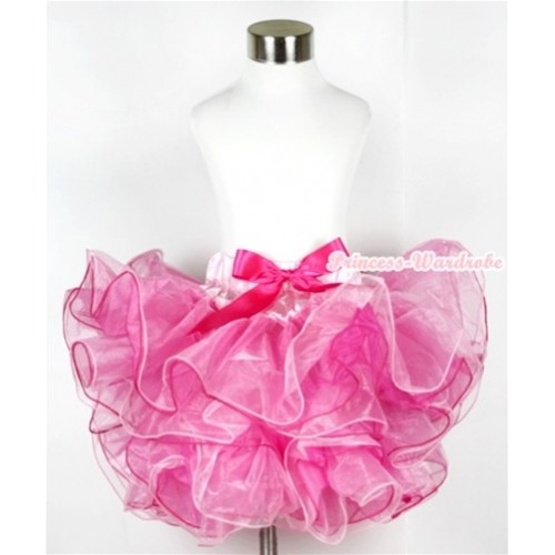Hot Light Pink 8 Layers Full Pettiskirt With Hot Pink Bow B162 