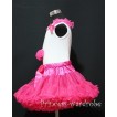 Hot Pink Pettiskirt With White Birthday Cake Tank Top with Hot Pink Rosettes & Hot Pink Ruffles&Bow MC17 