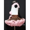 Brown Light Pink Pettiskirt With White Birthday Cake Tank Top with Light Pink Rosettes & Light Pink Ruffles&Bow MC25 