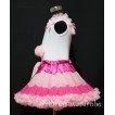 Hot Pink Multi-colored Pettiskirt With White Birthday Cake Tank Top with Light Pink Rosettes & Light Pink Ruffles&Bow MC31 