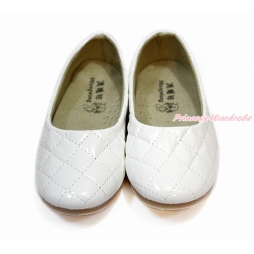 White Plain Patent Leather Slip On Girl School Casual Shoes 898White 