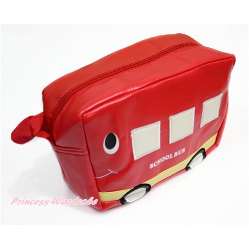 Hot Red School Bus Cute Kids School Zipper Cross Shoulder Bag CB161 