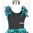 Black Tank Top with Teal Green Ruffles and Teal Green Bows TB264 