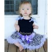 Black Baby Pettitop & Zebra Ruffles & Lavender Bow with Lavender Zebra Baby Pettiskirt NG204 