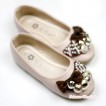 Light Pink Brown Pearl Rhinestone Bow Open Toe Shoes 238-151Pink 