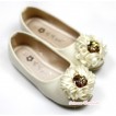 Ivory Cream White Sunflower Rose Open Toe Shoes 238-155Beige 