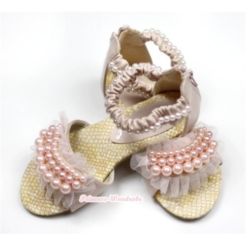 Light Pink Pearl Flat Ankle Sandals 2688-38Pink 