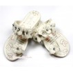 Ivory Cream White Rabbit Rosettes Crystal Flip Flop A813-6Beige 