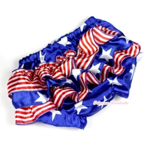 Patriotic American Stars Red White Striped Satin Layer Panties Bloomers BC133 