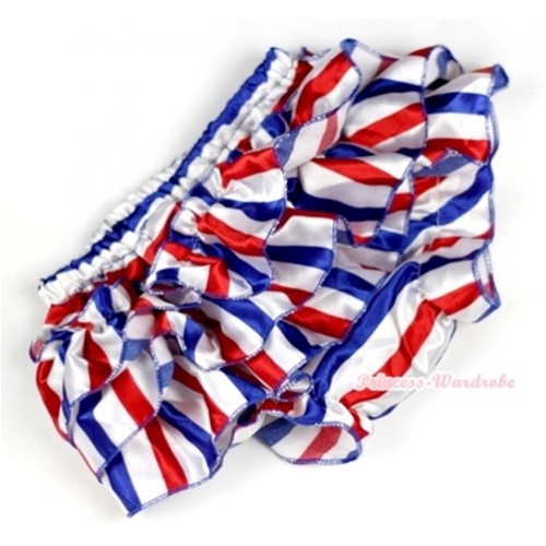 Red White Royal Blue Striped Satin Layer Panties Bloomers BC141 