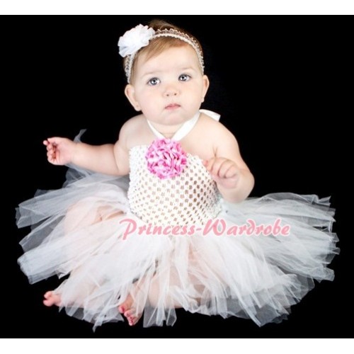 White Crochet Tube Top with White Knotted Tutu HT01 