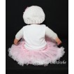 White Baby Pettitop & White Rosettes with Light Pink White Baby Pettiskirt NG92 