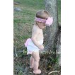 White Panties Bloomers With Light Pink Ice Cream Print & Light Pink Bow BC01 
