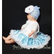 White Baby Pettitop & White Rosettes with Light Blue White Polka Pots Baby Pettiskirt NG95 