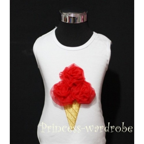 White Tank Top with Red Ice Cream TS102 