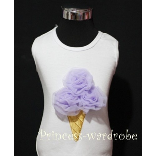White Tank Top with Lavender Ice Cream TS109 