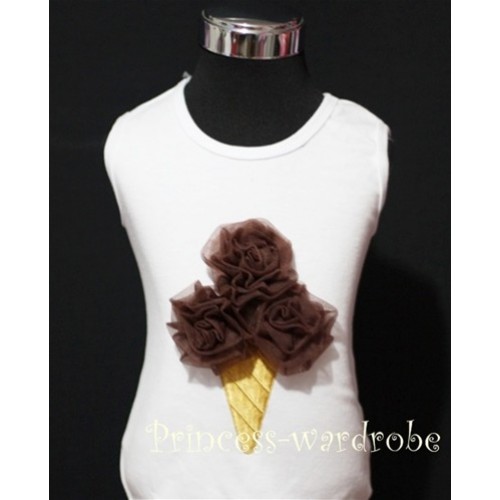 White Tank Top with Brown Ice Cream TS110 