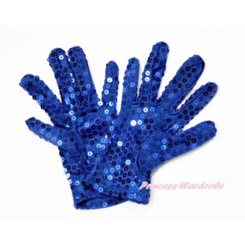 Royal Blue Sparkle Sequins Gloves Party Costume C259 