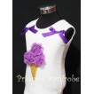 White Tank Top with Dark Purple Ice Cream and Bows TS208 