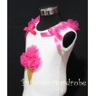 White Tank Top with Hot Pink Ice Cream with Bows and Ruffles TS312 