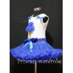 Royal Blue Pettiskirt With Royal Blue Ice Cream White Tank Top with Bows MS207 