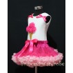 Hot Light Pink Pettiskirt With Hot Pink Ice Cream White Tank Top with Bows MS213 