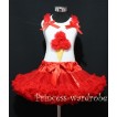 Red Pettiskirt With Red Ice Cream White Tank Top with Red Ruffles&Bows MS302 