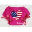 Hot Pink Bloomers & Patriotic America Flag Heart & Various Bow BL43 