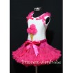 Hot Pink Pettiskirt With Hot Pink Ice Cream White Tank Top with Hot Pink Bows and Ruffles MS312 
