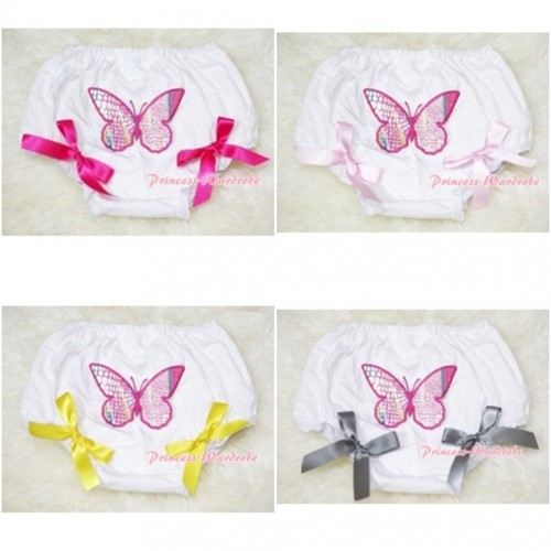 White Bloomers & Rainbow Butterfly & Bow BL47 